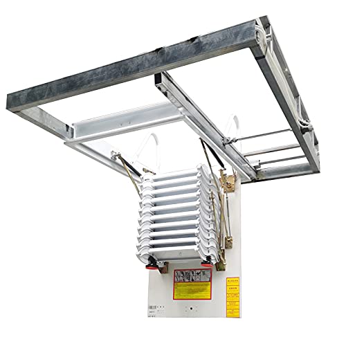 Folding Attic Ladder, 13 Steps Retractable Loft Stairs, White K485614