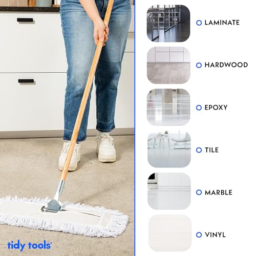Commercial Dust Mop for Hardwood Floors, Cotton Reusable Head with Wooden Handle Z199