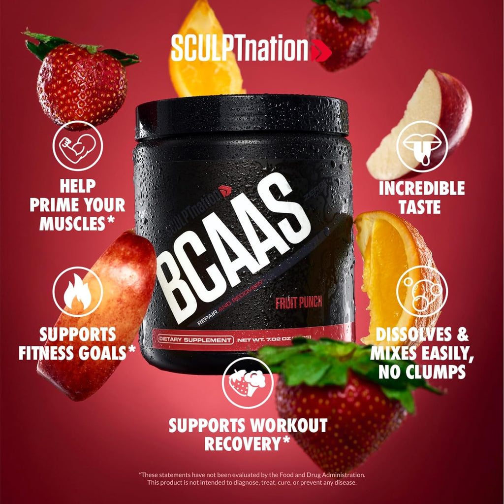 BCAA Powder Amino Acids Blend for Recovery and Endurance, Fruit Punch, 30 Servings E5097