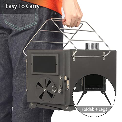 Portable Camping Wood Stove with Pipe for Tent, Ice Fishing, Hiking V194
