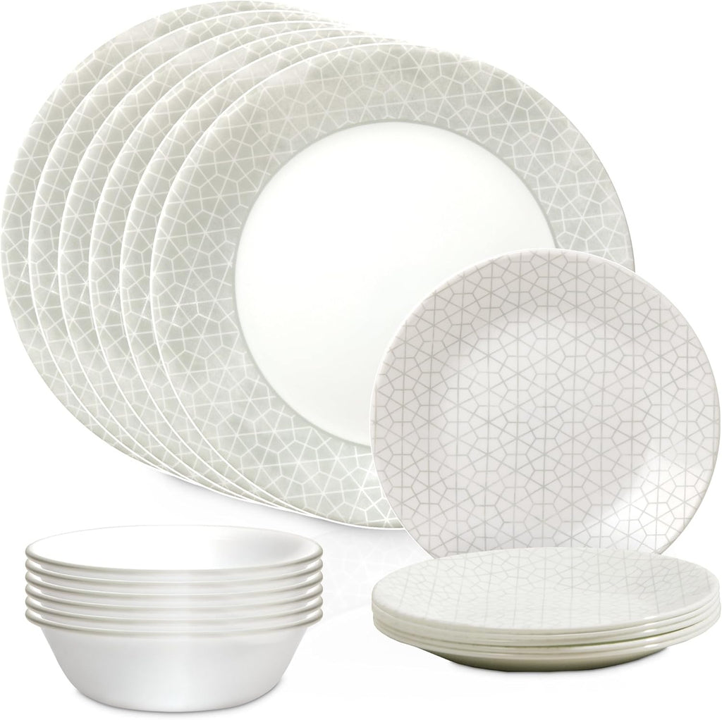 18 Piece Glass Dinnerware Set, Service for 6 with Salad Plates L993