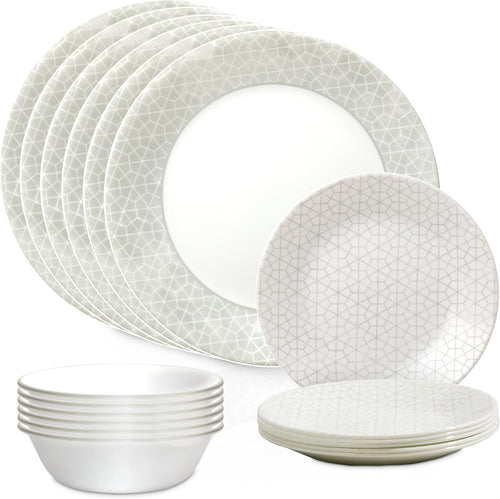 18 Piece Glass Dinnerware Set, Service for 6 with Salad Plates L993