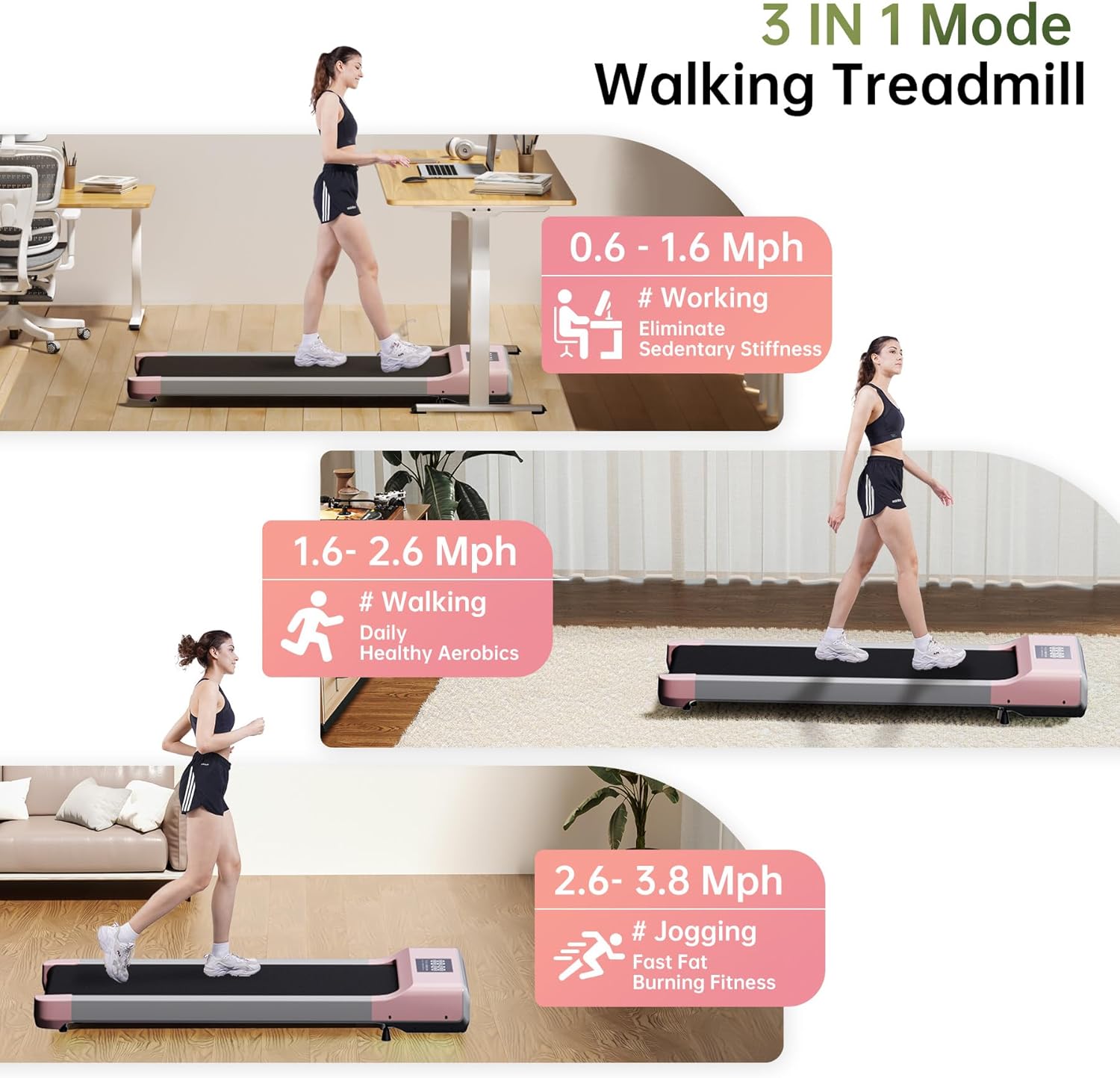 Walking Pad Treadmill for Home Office, Portable with Remote Control V742