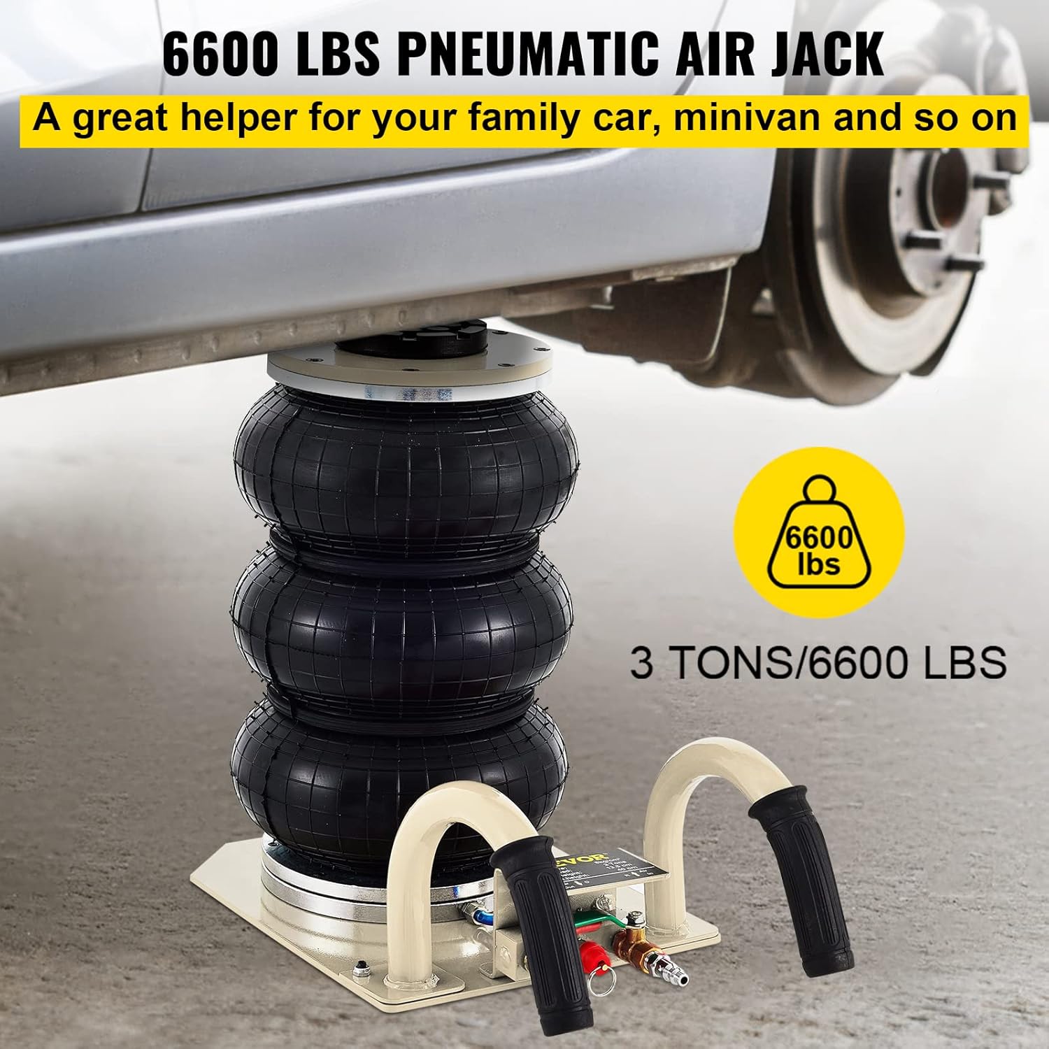 3 Ton Triple Bag Air Jack, 16 Inch Lifting Height Y969963
