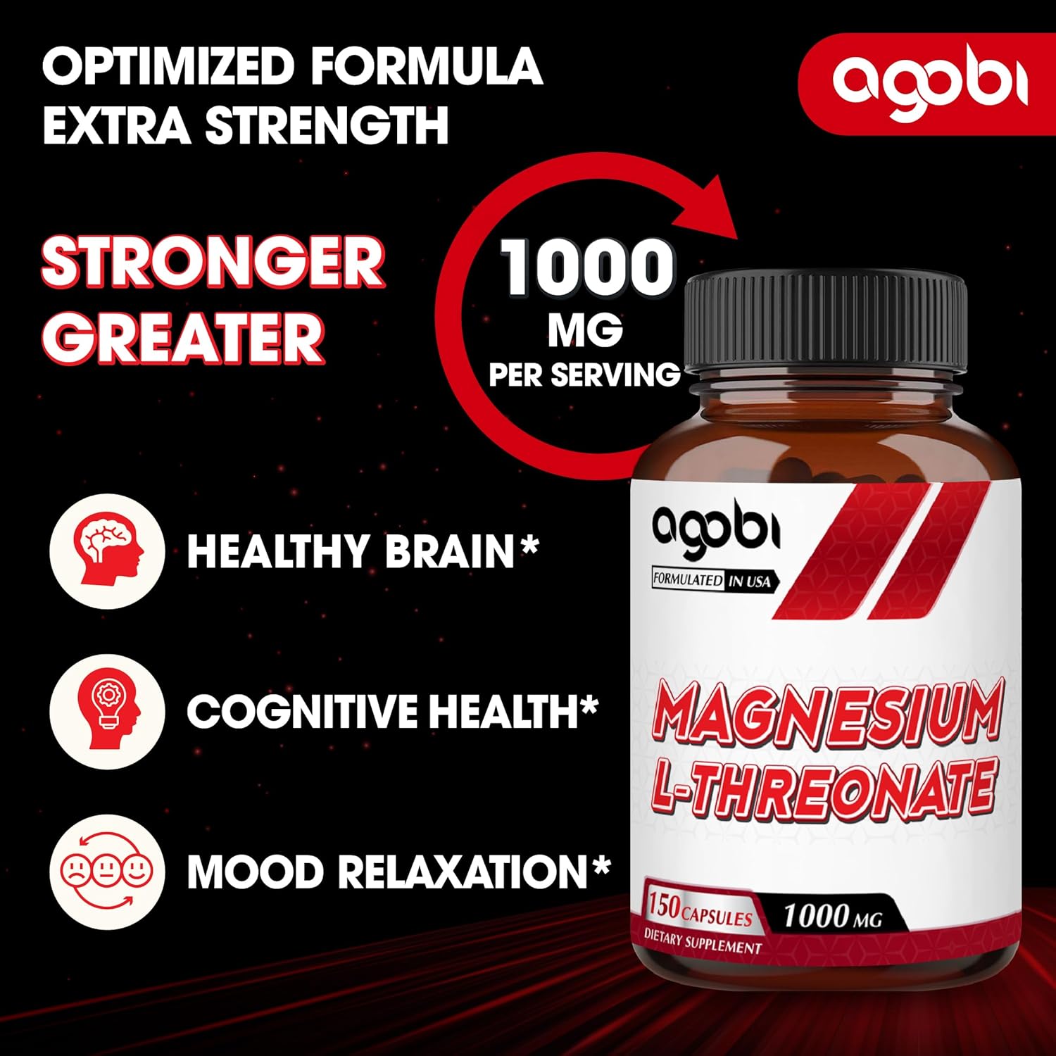 Magnesium L-Threonate Supplement, 150 Pills, Gluten-Free C685