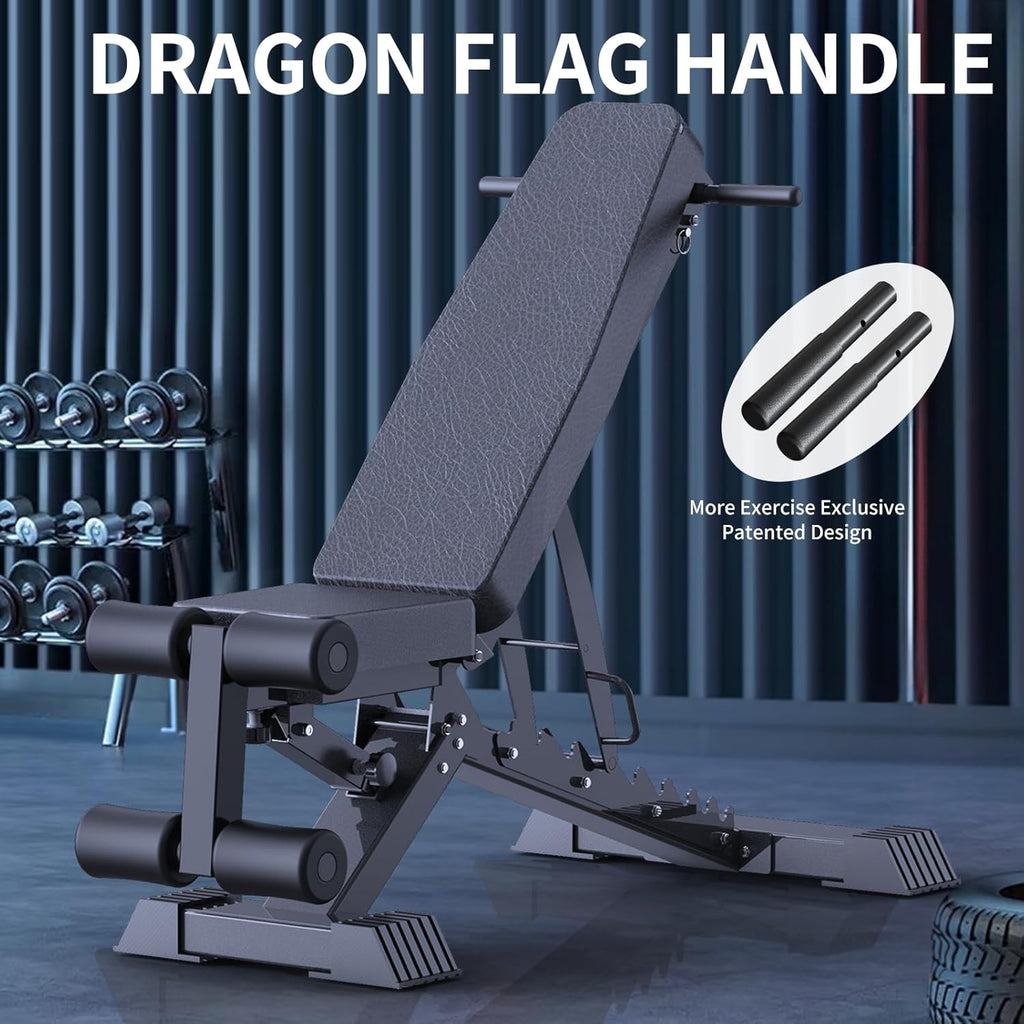 Adjustable Weight Bench, 1100 LB Capacity, Foldable Flat/Incline/Decline for Home Gym N45278