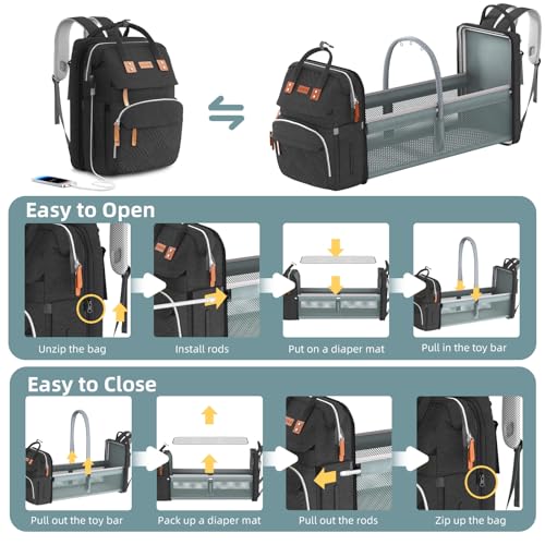 Diaper Bag Backpack with Changing Station, Black K21063