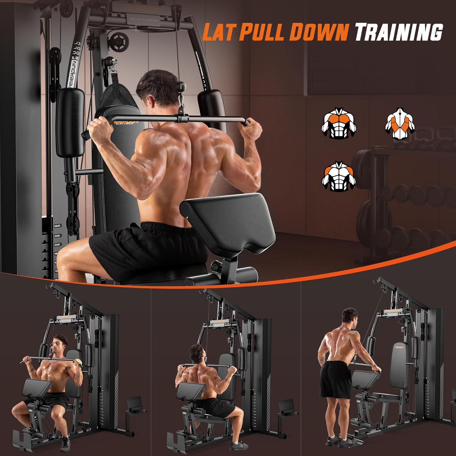 Home Gym Equipment with 154LBS Weight Stack for Leg Press, Lat Pull Down, Chest Presses Z65654