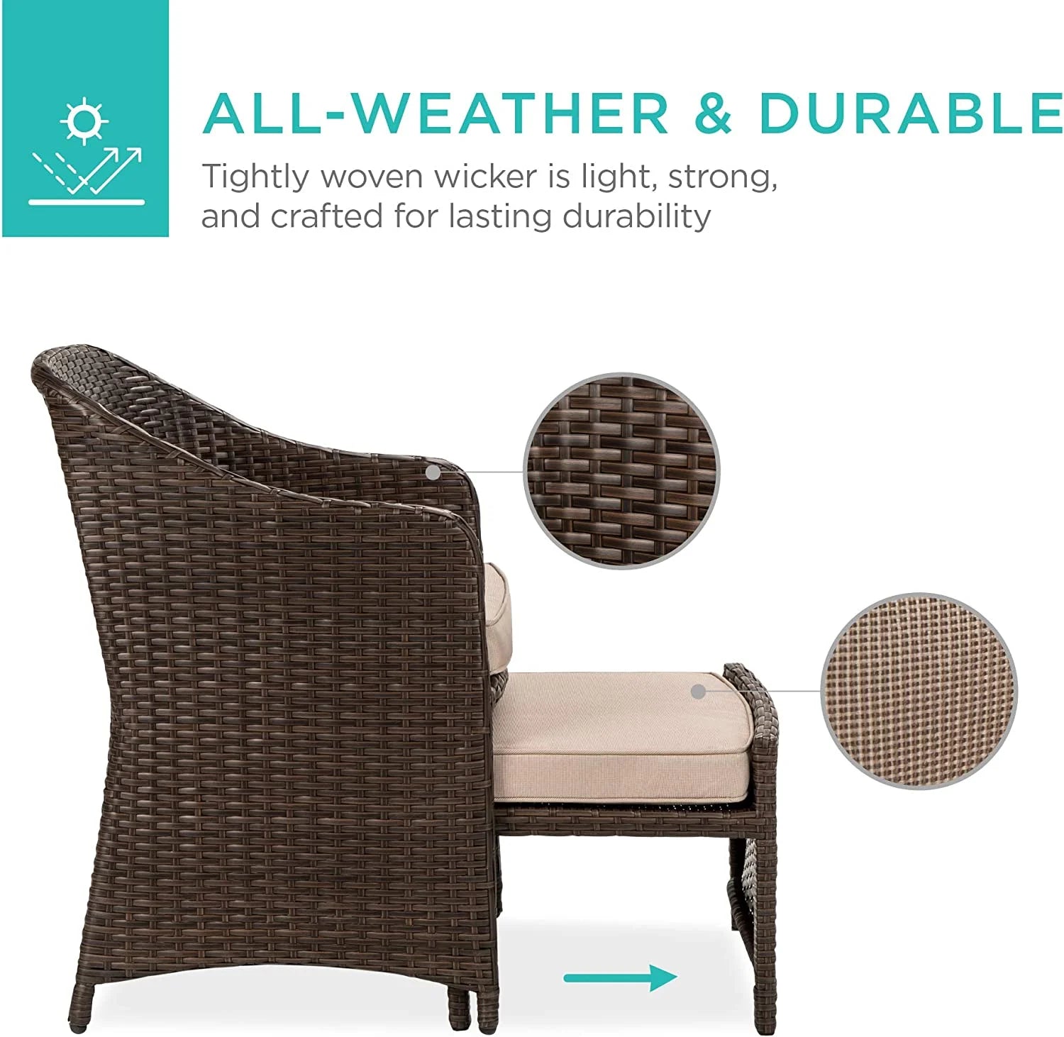 Outdoor Patio Furniture Set, 5-Piece Wicker Conversation Set with Storage Table E566