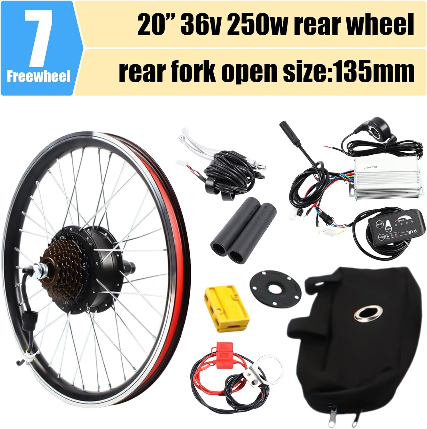 Electric Bicycle Motor Kit, 36V 250W Rear Wheel C313