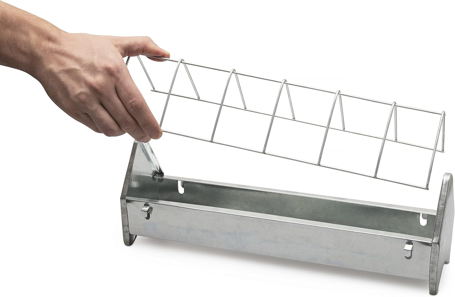 Galvanized Metal Chicken Feeder Trough with Anti Roosting Guard R131346