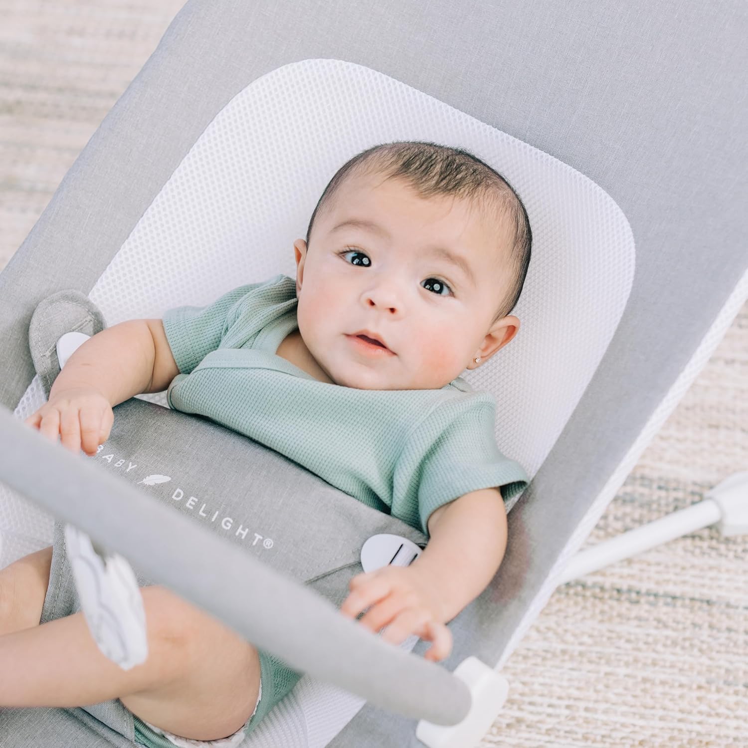 Baby Bouncer for Infant 0-6 Months, 3-Position Recline, Pebble Grey U830