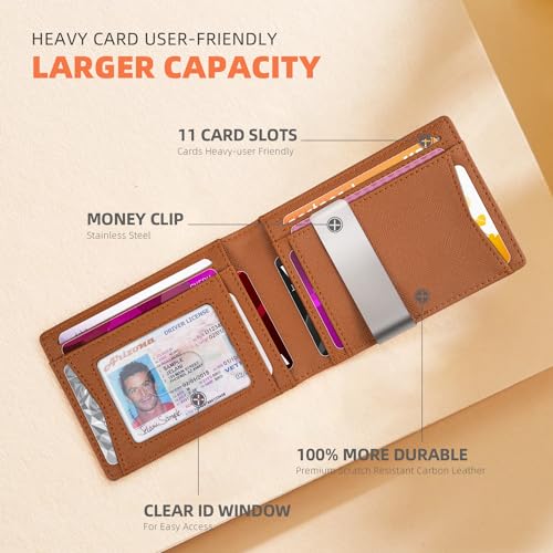 Slim Leather Money Clip Wallet for Men with RFID Blocking Y49448