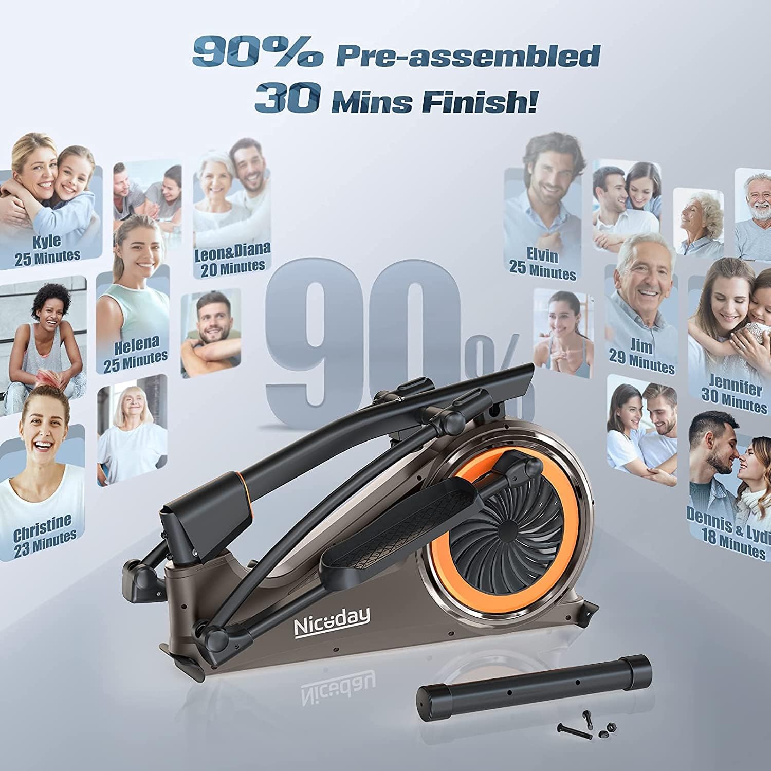 Elliptical Machine & Recumbent Exercise Bike, 16 Resistance Levels D22539