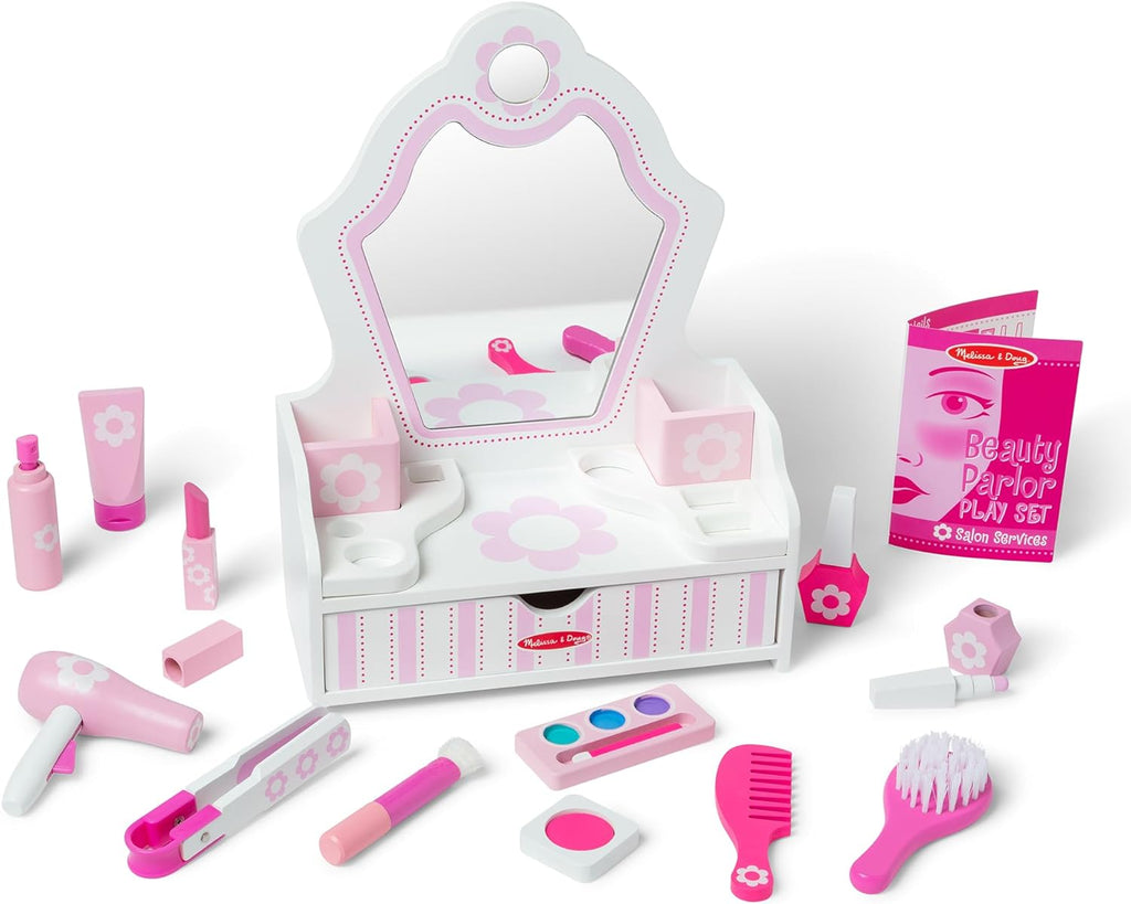 Wooden Beauty Salon Play Set with Vanity and Accessories L2162