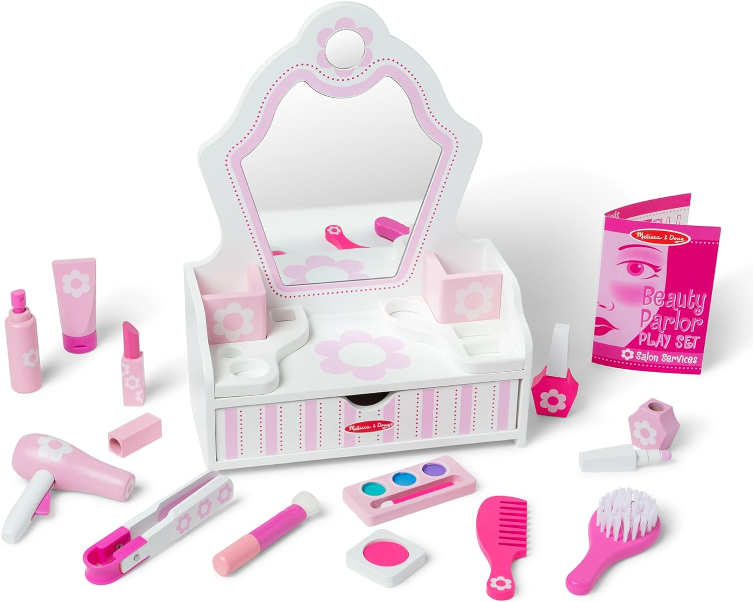 Wooden Beauty Salon Play Set with Vanity and Accessories L2162