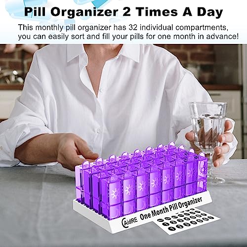 Monthly Pill Organizer 30 Day 2 Times a Day AM PM C15668