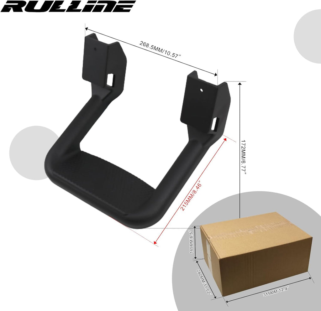 Black Powder Coated Truck Side Step Set - 2 Pieces with Mounting Brackets E33193