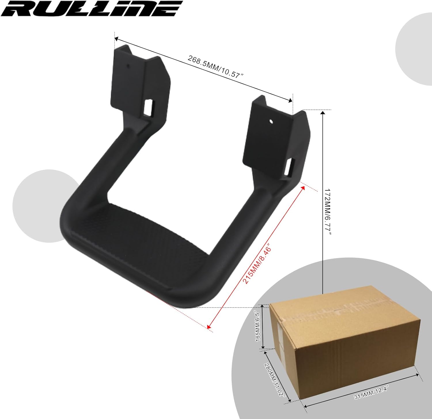 Black Powder Coated Truck Side Step Set - 2 Pieces with Mounting Brackets E33193
