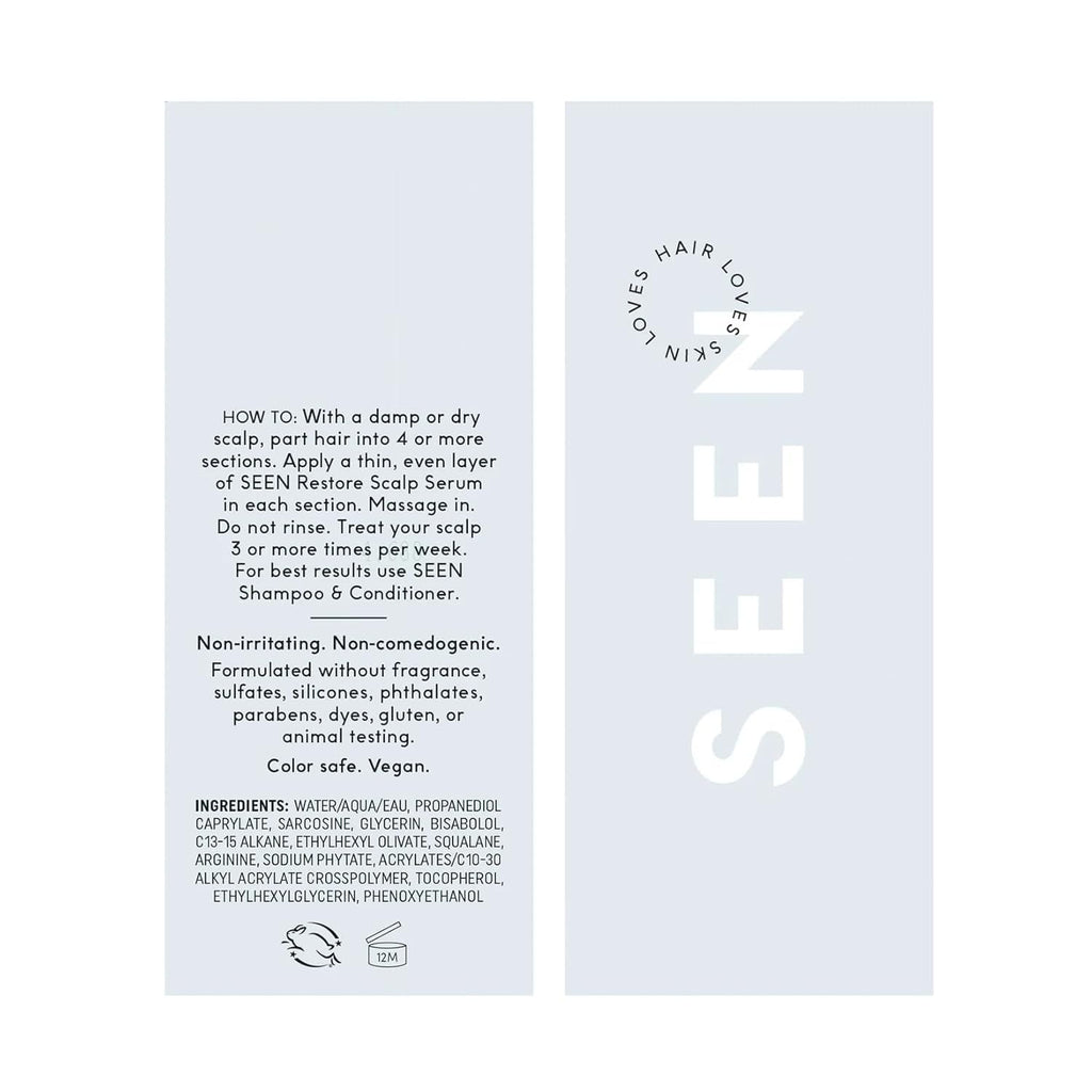 SEEN Restore Scalp Serum, Fragrance Free - Non-Comedogenic & Sulfate-Free Scalp Serum- Dermatologist-Developed - Safe for Sensitive, Eczema & Acne Prone Skin
