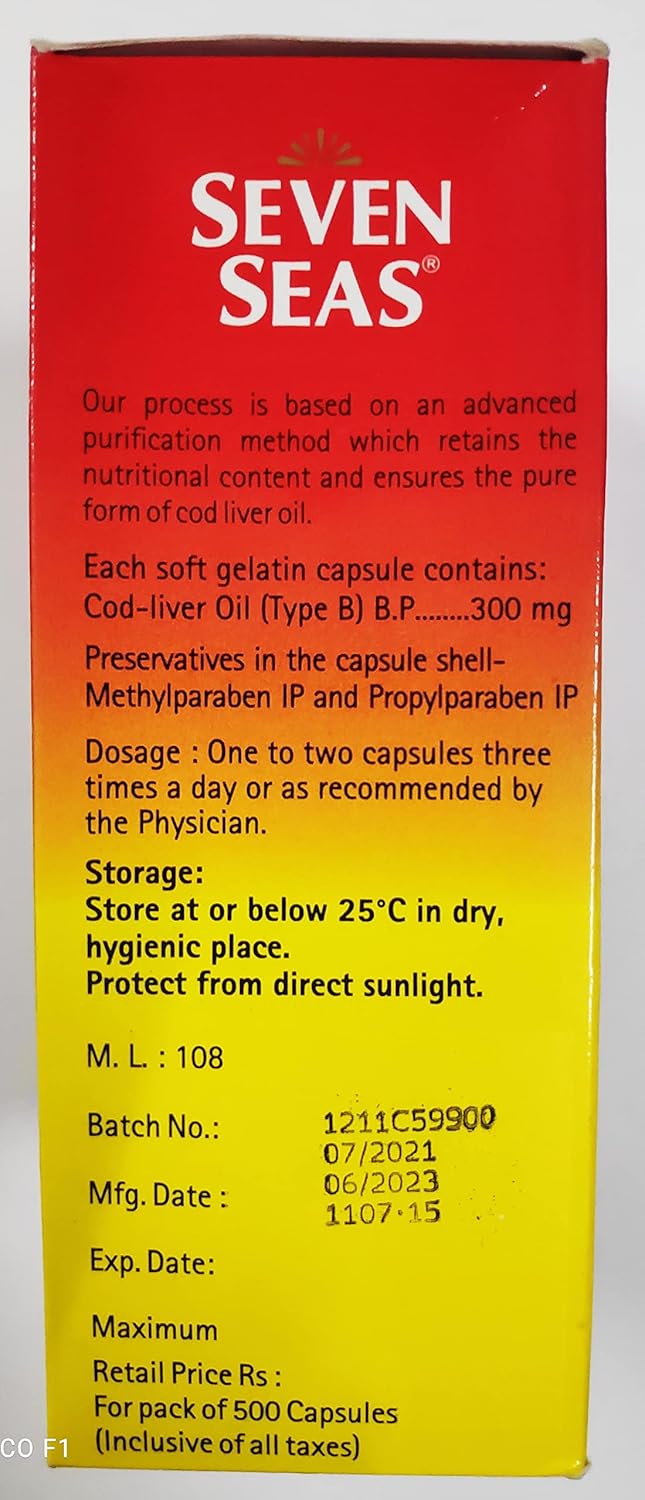 Cod Liver Fish Oil 500 Capsules B4293