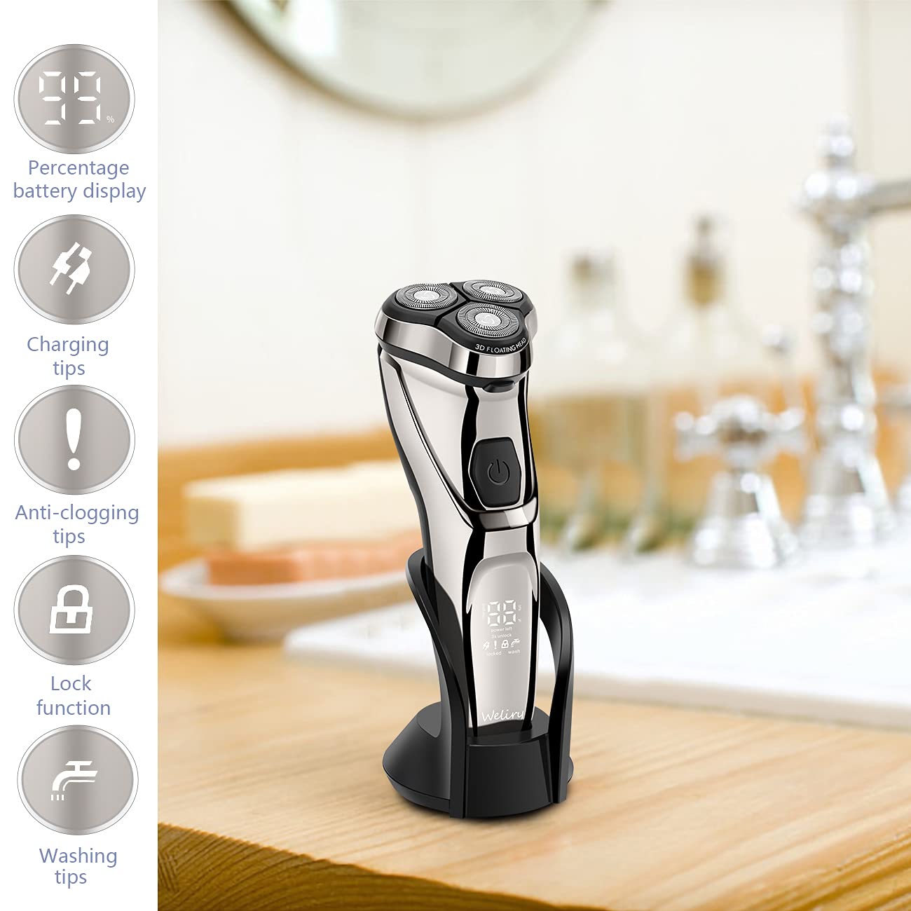 Electric Razor for Men with Pop-up Trimmer, Wet & Dry Cordless U250