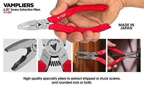 2-Piece Screw Extractor Pliers Set, 8" Heavy Duty Linemans Pliers + 6.25" Multipurpose Screw Removal Pliers, High Carbon Steel F82367