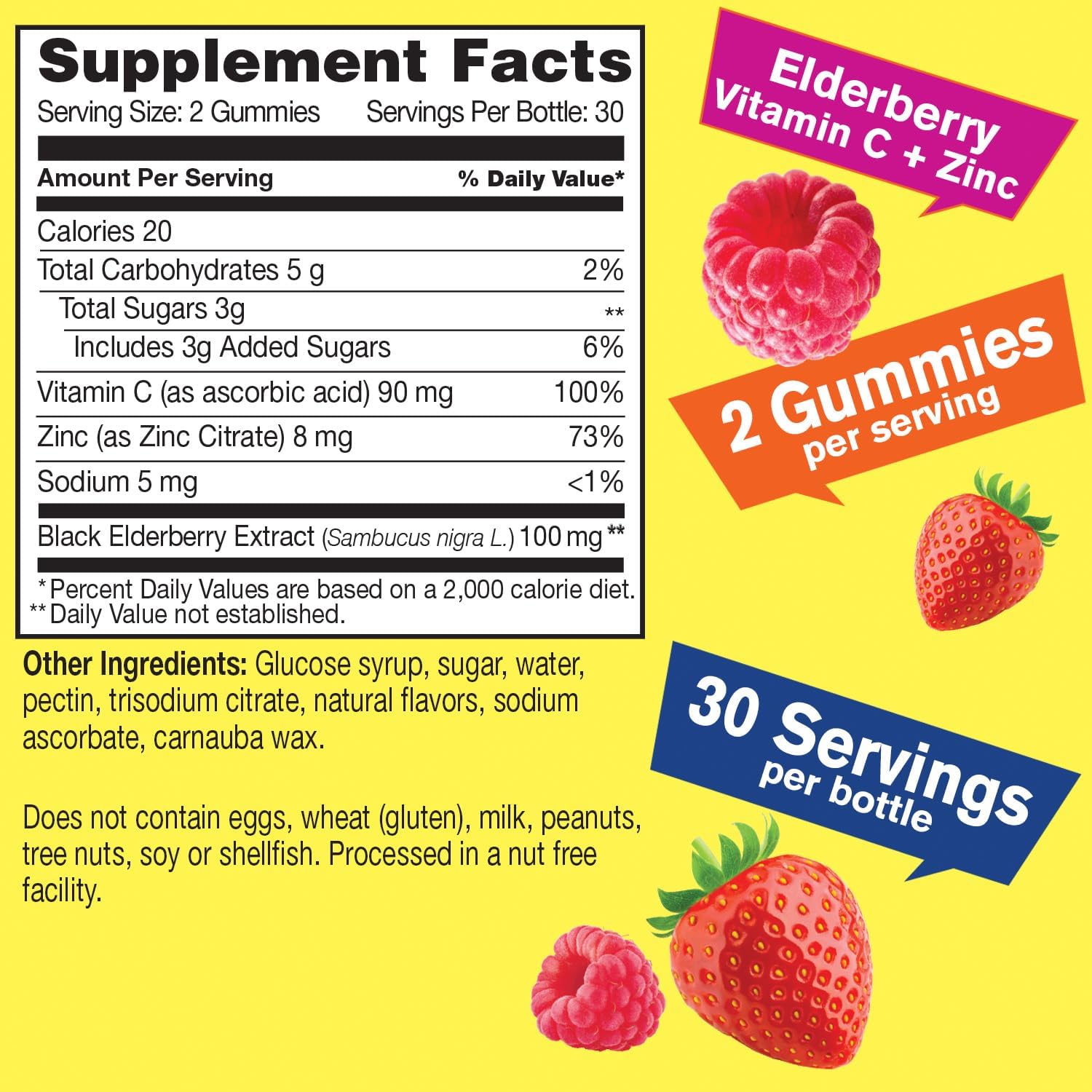 Elderberry Gummies with Vitamin C and Zinc, Immune Support, 60 Count Z214675