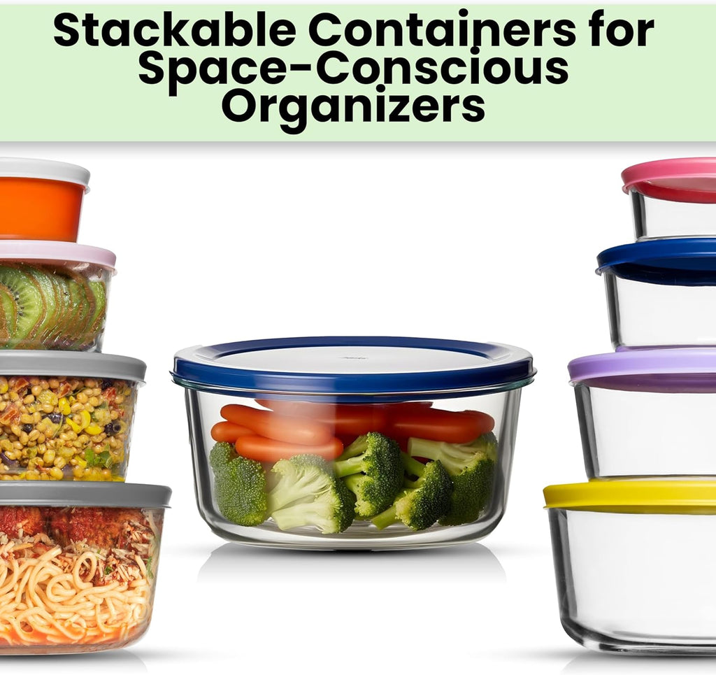 12 Pc Glass Food Storage Container Set with Lids for Meal Prep, Baking & Leftovers I59434