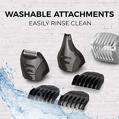 All-in-One Grooming Kit, 8 Piece Set with Trimmer, Shaver, Clippers, Beard and Stubble Combs I13964