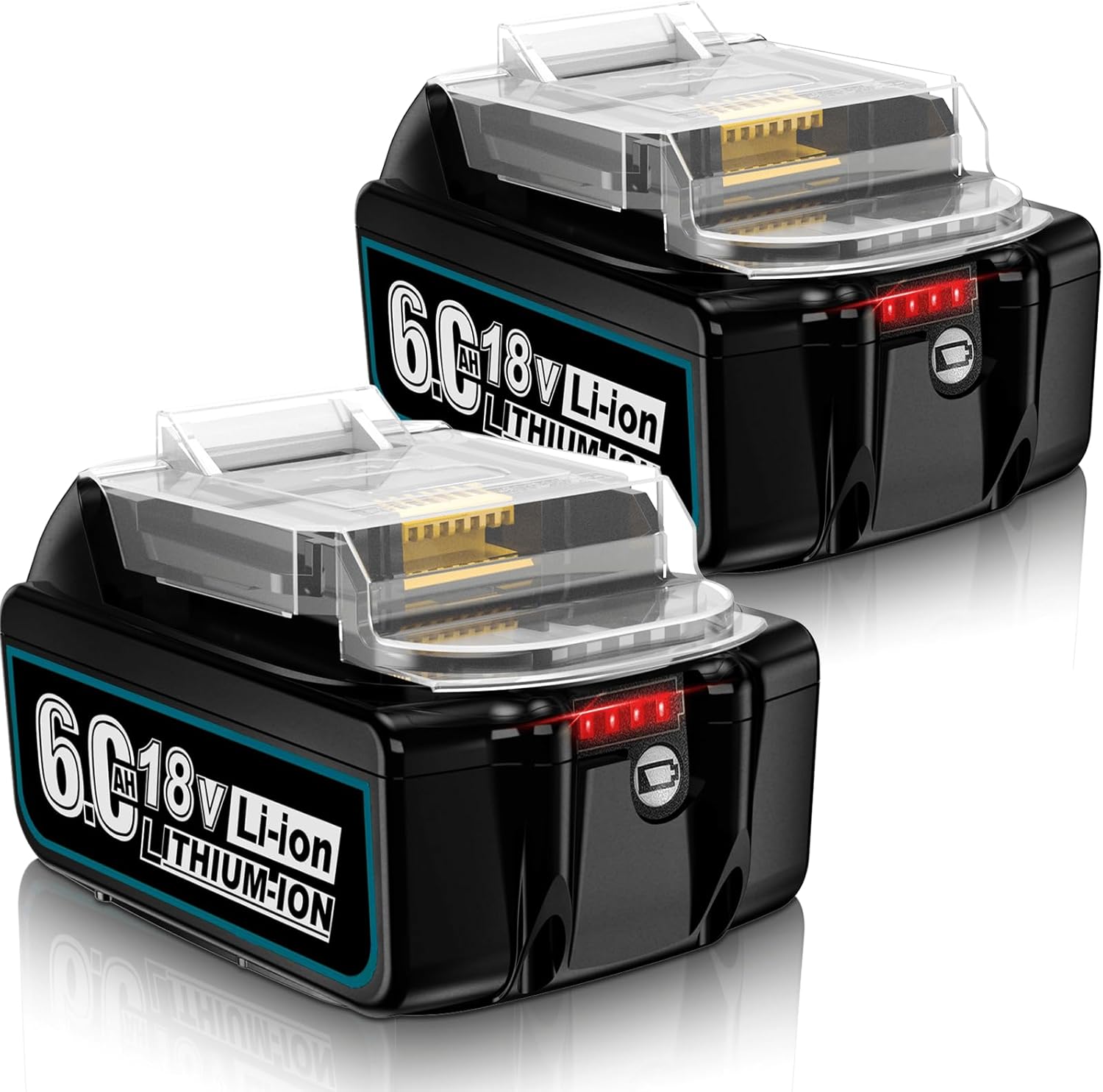 2Pack 18V 6.0Ah Battery Replacement for Makita 18V Battery Compatible with 18 Volt BL1860B BL1850B BL1840B BL1830B BL1815B Batteries with 2Pack Battery Dustproof Covers