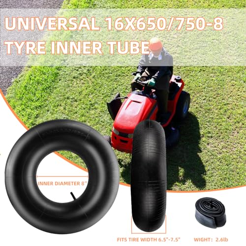 2 Pack 16x6.50-8 Inner Tube with Straight Valve Stem N354
