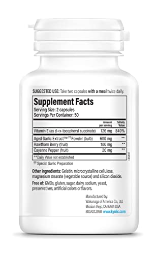Aged Garlic Extract Circulation Health Supplement, 300 Capsules F74513