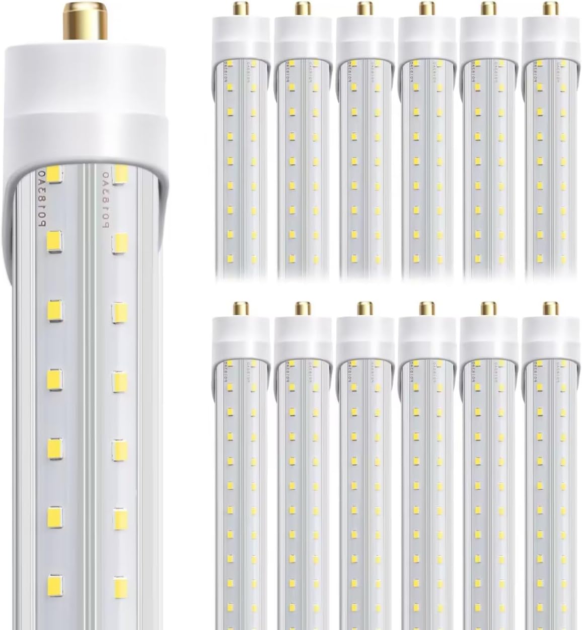 8ft LED Bulbs, 8 Foot LED Shop Light Bulb 72W 6000K 10000lm, Super Bright,T8 T10 T12 V shape FA8 Lights, Clear Cover, F96T12 Bulbs to Replace Fluorescent Light Bulbs(Pack of 12)