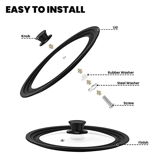 Silicone Lid for Pots and Pans, Tempered Glass Cover 7-12 Inch R255054