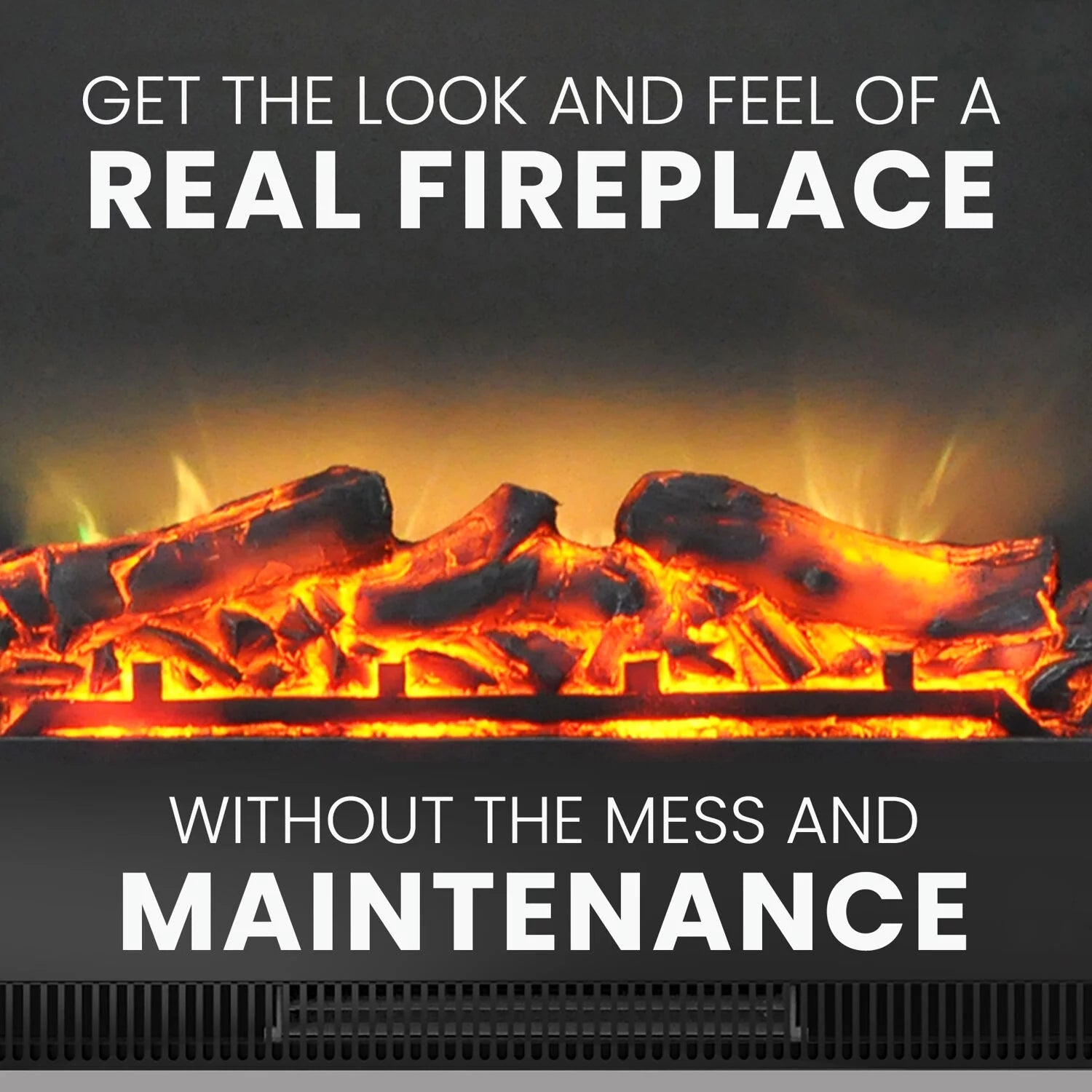 Freestanding Electric Fireplace with Log Insert and Remote, Mahogany Mantel W8113