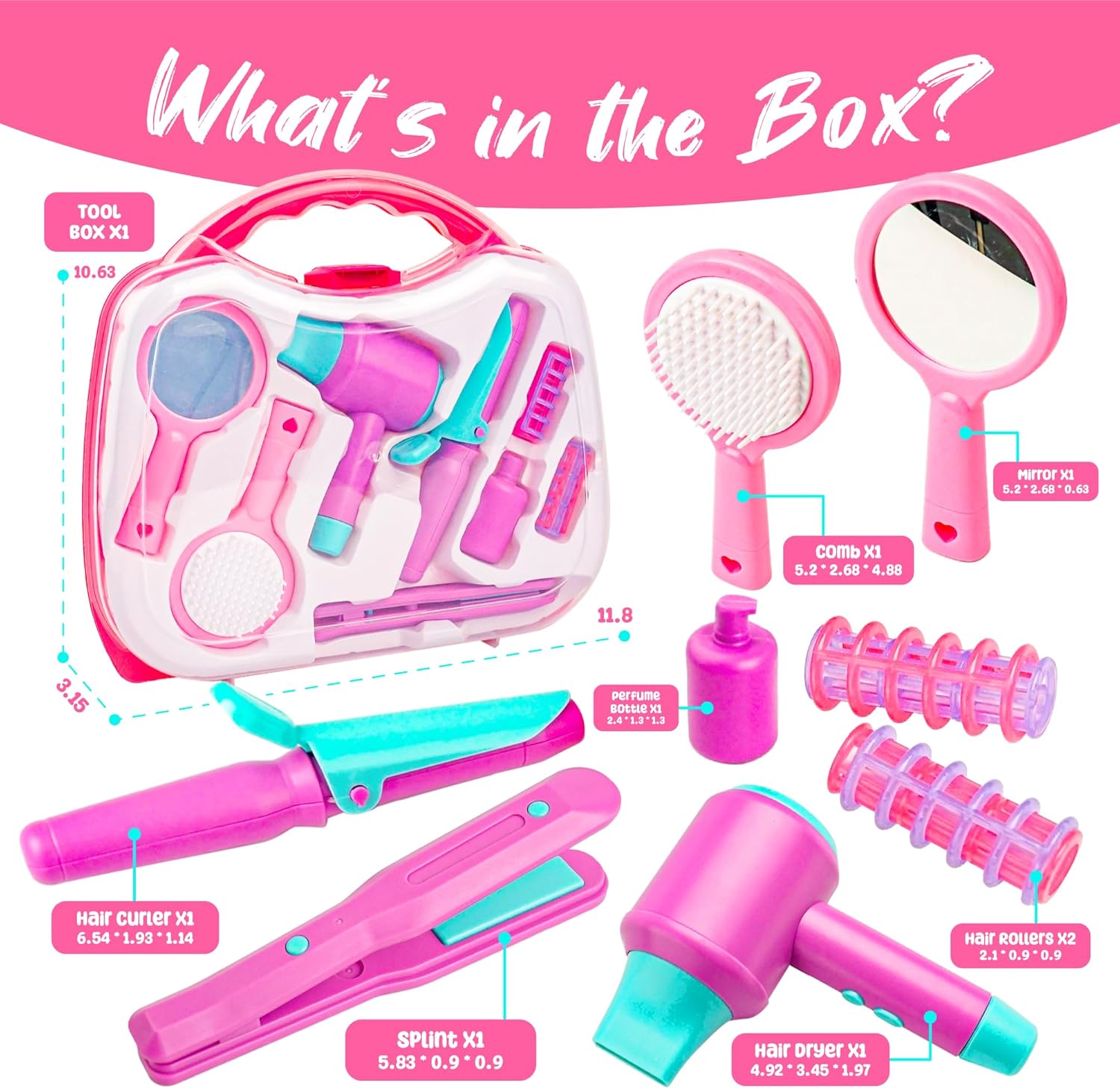 Kids Hair Salon Pretend Play Set with Carrying Case Q976084