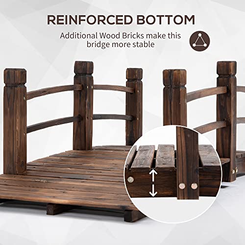 Fir Wood Garden Bridge Arc Walkway with Side Railings C3445