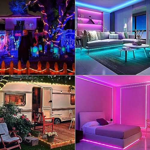 Outdoor Color Changing Rope Lights, 33ft Warm White with Remote A25438