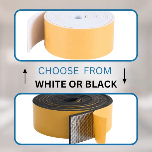 Foam Weather Stripping Door Seal Tape Roll for Door Frame, Window, Air Conditioner, Self Adhesive, 3 in x 1/16 in x 10 Ft, White N332543