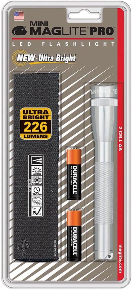 Mini Mag AA Pro LED Flashlight 332 Lumens - Silver W598