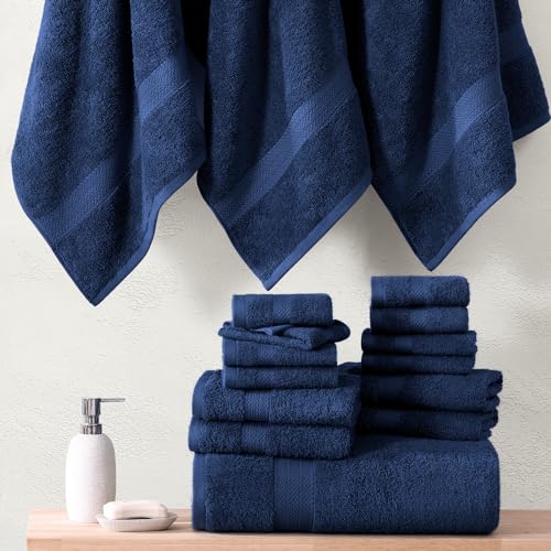 16 Piece 100% Cotton Bath Towel Set - Black E88139