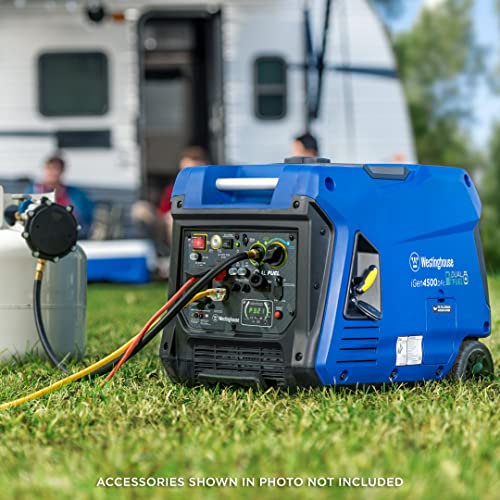 5000 Peak Watt Dual Fuel Portable Inverter Generator with Wheel & Handle Kit F235672