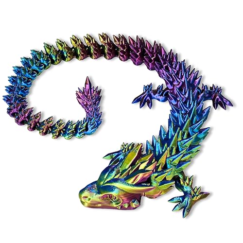 Huge 30" Color-Changing, Articulated Dragon - Made in USA - 3D Printed, Bigger Than 3D Dragon 24 Rainbow (Rainbow)