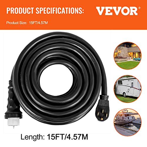 15 FT 50 Amp Generator Extension Cord NEMA 14-50P to SS2-50R & CS6364 G509
