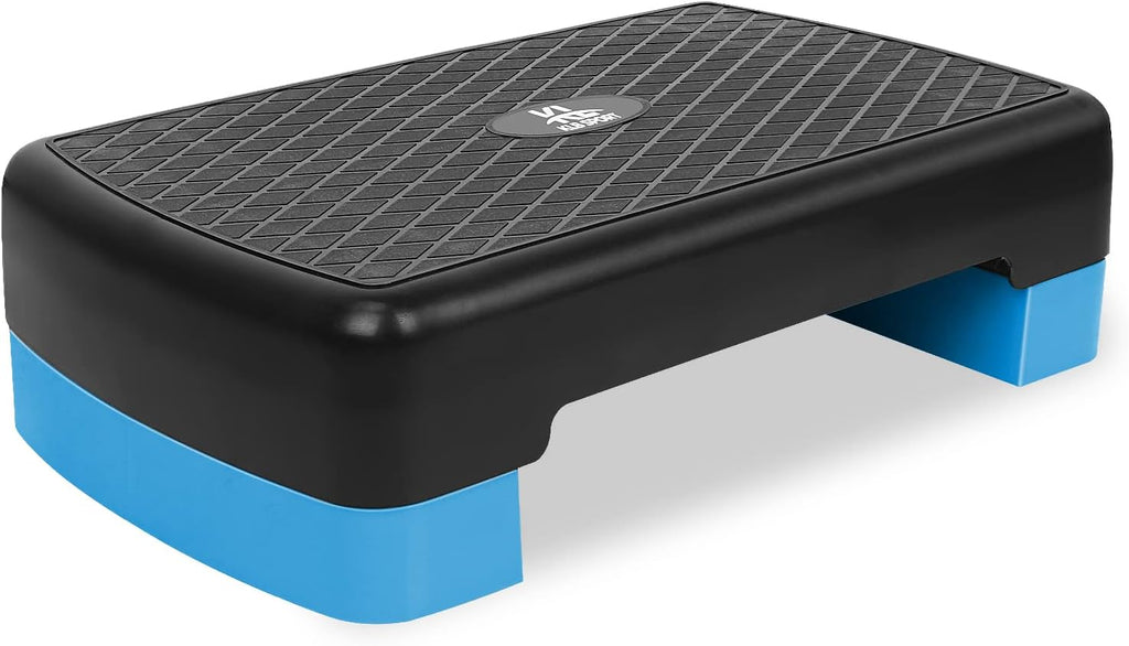 Height-Adjustable 4"-6" Step Aerobics Platform Fitness Equipment Stepper Trainer Exercise Step Platform with 2 Riser