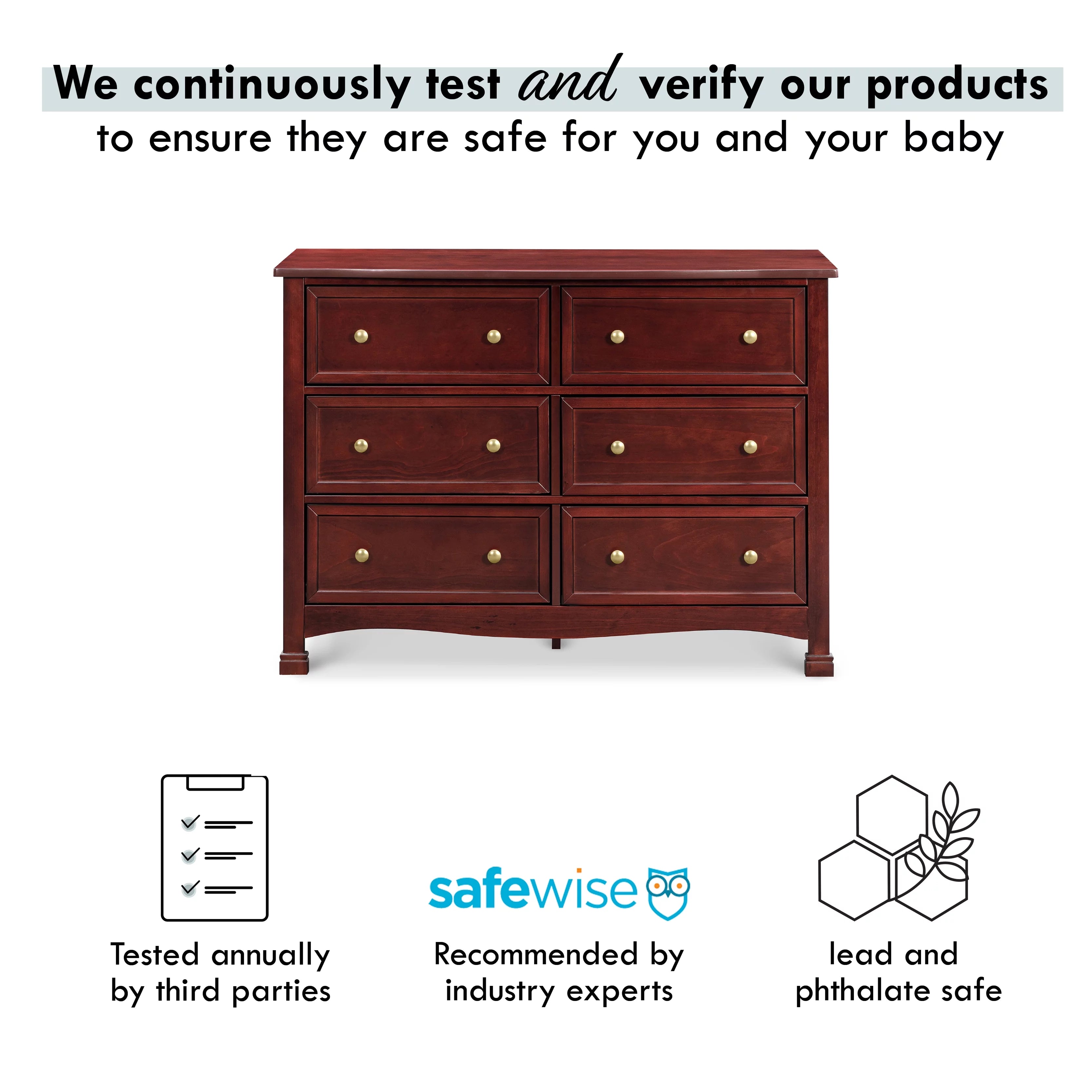 6-Drawer Double Wide Dresser, Rich Cherry D6567