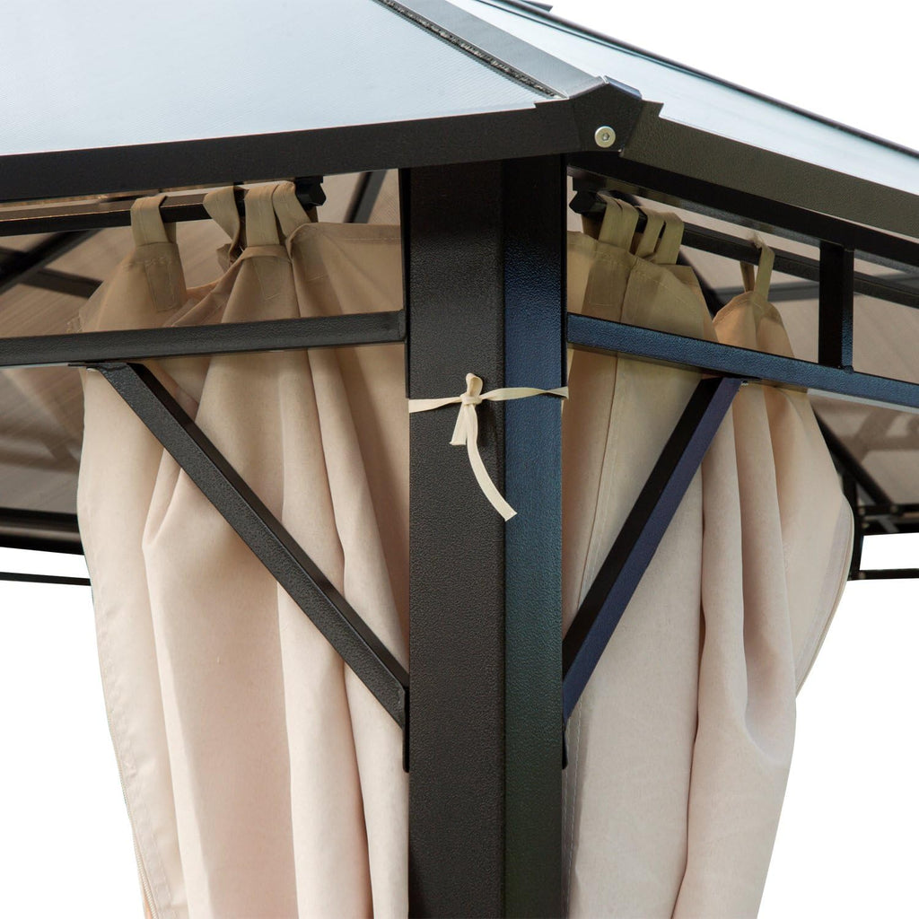 10 x 12 ft Hardtop Gazebo with Polycarbonate Roof and Netting N323604