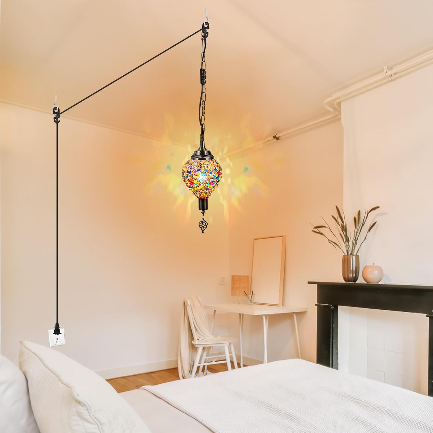 Turkish Moroccan Pendant Hanging Light with 15 Feet Cord P947321