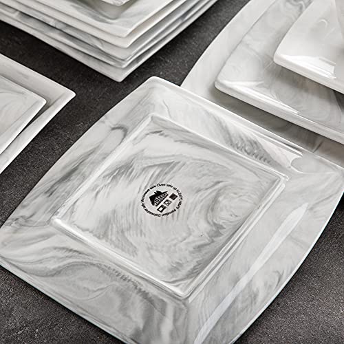 Porcelain Dinnerware Set for 6, 30 Piece Plates and Bowls U851561